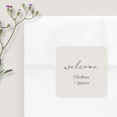 Dove Gray | Chic Script Welkom bruiloft Vierkante Sticker