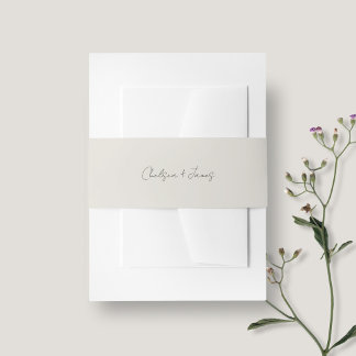 Dove Gray | Chique en eenvoudige script bruiloft Uitnodigingen Wikkel