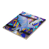 Dove Heilige Geest Vrede troostere gekleurd glas w Tegeltje (Zijkant)