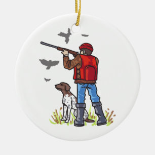 DOVE HUNTER EN DOG KERAMISCH ORNAMENT