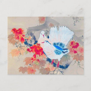 Dove in Autumn Leaves, Watanabe Seitei Briefkaart