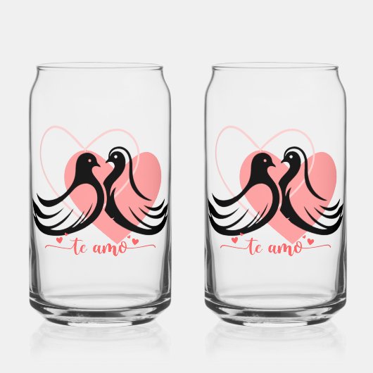 Dove love Drinkware Set Blikvorm Glas (Voorkant)