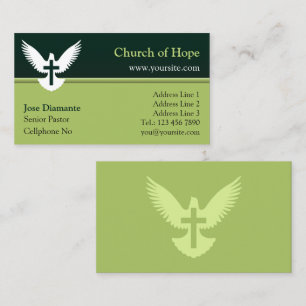 Dove met Cross Forest Green Church Kaart Visitekaartje