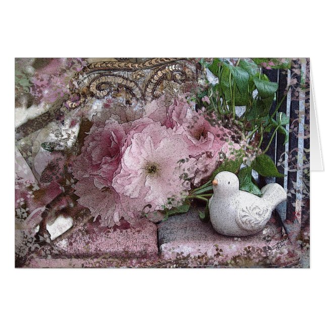 Dove met Flowers Kaart (Voorkant Horizontaal)