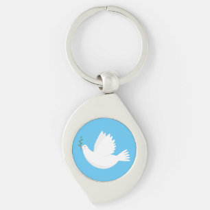 Dove met olijftak sleutelhanger