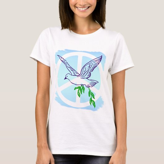Dove met Olive Branch and Peace Sign T-shirt (Voorkant)