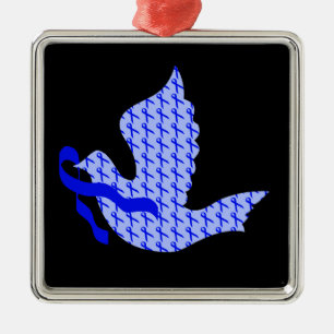 Dove of Hope Blue Ribbon - Colon Cancer Metalen Ornament