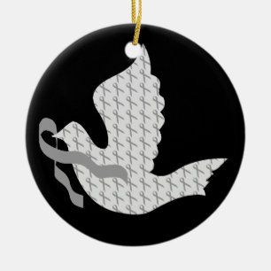 Dove of Hope Grey Ribbon - Diabetes Keramisch Ornament