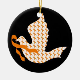 Dove of Hope Oranje Ribbon - Leukemie Keramisch Ornament