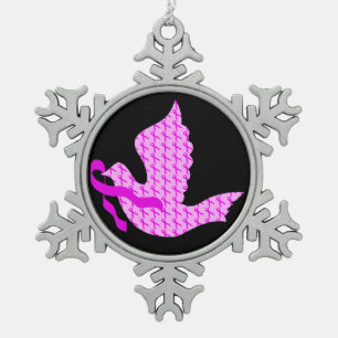 Dove of Hope Pink Ribbon - Breast Cancer Tin Sneeuwvlok Ornament