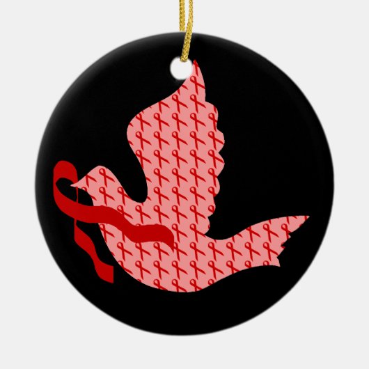 Dove of Hope Red Ribbon - AIDS & HIV Keramisch Ornament (Voorkant)