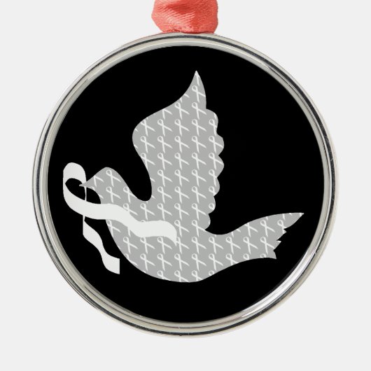 Dove of Hope White Ribbon - Lung Cancer Metalen Ornament (Voorkant)