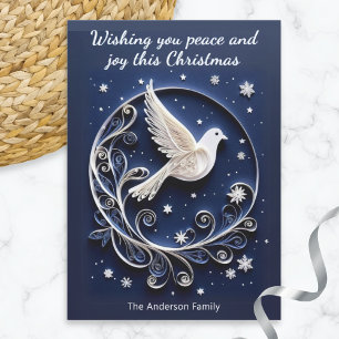 Dove of Peace Elegant Faux Papercraft Kerstmis Feestdagenkaart