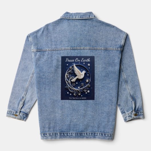 Dove of Peace Elegant Faux Papercraft Night Sky Denim Jacket (Achterkant)
