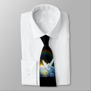 Dove of Peace Heilige Geest over Aarde met Regenbo Stropdas