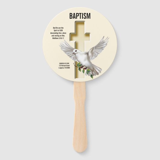 Dove of Peace Order of Service Baptismal Handwaaier (Voorkant)