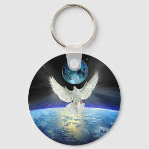 Dove of Peace over Earth from Space Sleutelhanger