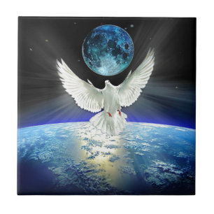 Dove of Peace over Earth from Space Tegeltje