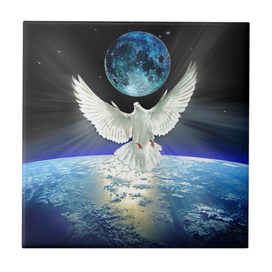 Dove of Peace over Earth from Space Tegeltje (Voorkant)