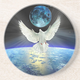 Dove of Peace over Earth from Space Zandsteen Onderzetter