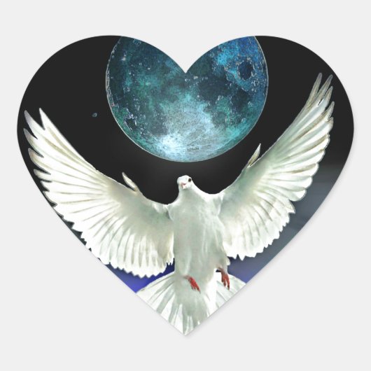 Dove of Peace over Planet Earth Hart Sticker (Voorkant)