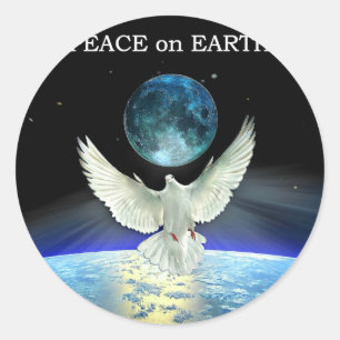 Dove of Peace over Planet Earth Ronde Sticker