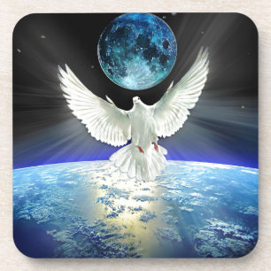 Dove of Peace over Planet Earth Sunrise Bier Onderzetter