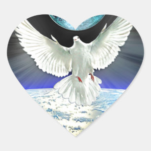 Dove of Peace over Planet Earth Sunrise Hart Sticker