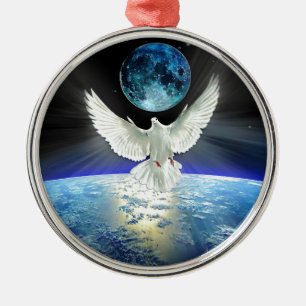 Dove of Peace over Planet Earth Sunrise Metalen Ornament