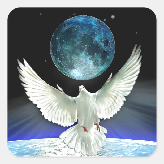 Dove of Peace over Planet Earth Vierkante Sticker (Voorkant)