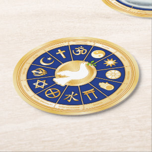 Dove of Peace Paper-Onderzetter Ronde Kartonnen Onderzetter