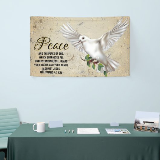 Dove of Peace Personalized Scripture Verse Church Spandoek (Beurs)