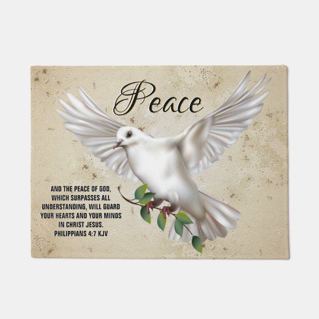 Dove of Peace Personalized Scripture Verse Deurmat (Voorkant)