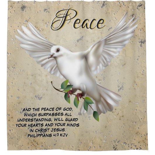 Dove of Peace Personalized Scripture Verse Douchegordijn (Voorkant)