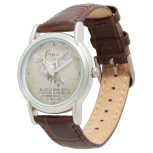 Dove of Peace Personalized Scripture Verse Horloge