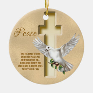 Dove of Peace Personalized Scripture Verse Keramisch Ornament