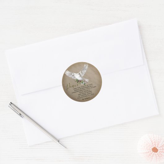 Dove of Peace Personalized Scripture Verse Ronde Sticker (Envelop)