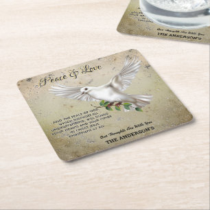 Dove of Peace Personalized Scripture Verse Vierkante Kartonnen Onderzetter