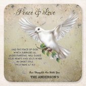 Dove of Peace Personalized Scripture Verse Vierkante Kartonnen Onderzetter (Voorkant)