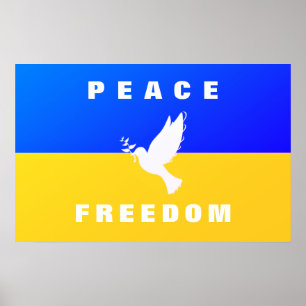 Dove of Peace - vlag van Oekraïne - vrede - vrijh Poster
