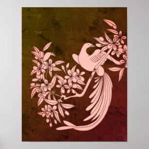 Dove on Branch Bird Motif Art Poster