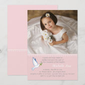 Dove Pink Religious Photo Invitation Kaart (Voorkant / Achterkant)