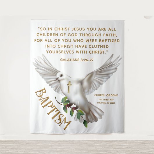 Dove Schrift Doop Achtergrond Wandkleed (Voorkant)