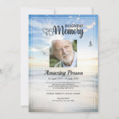 Dove & sky Funérailles ordre de service Invitation (Devant)