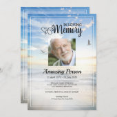 Dove & sky Funérailles ordre de service Invitation (Devant / Derrière)