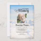 Dove & sky Funérailles ordre de service Invitation (Devant)