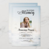 Dove &sky Funeral order of service Invitation Kaart (Voorkant / Achterkant)