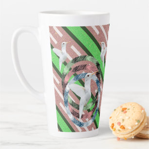 Dove Stripe Latte Mok