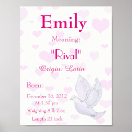 Dove Themed Name betekenend keepomwille nursery Poster