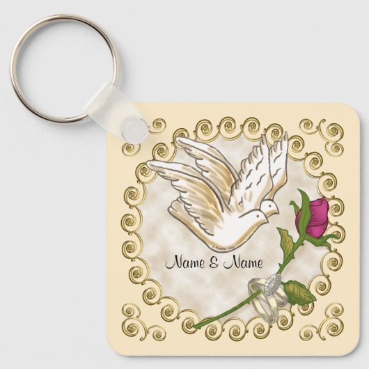 Dove Trouwringen aangepaste sleutelhanger (Voorkant)